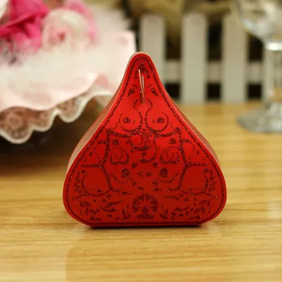 Red 50 шт./лот, золотой/красный/розовый/фиолетовый/фуксия, Свадебная коробка для конфет, Подарочная коробка, свадебный подарок - Цвет: Red