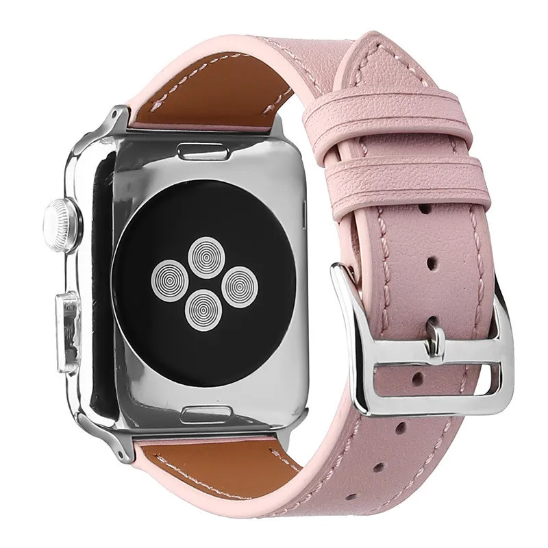 Ремешок из натуральной кожи браслет для наручных часов Apple Watch 4 полосы 44 мм 40 мм для женщин ремешок для наручных часов iWatch серии 1/2/3 38 мм 42 мм розовый