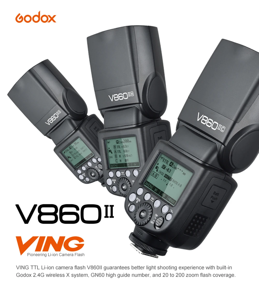 GODOX V860IIC V860IIN V860IIS V860IIO v860if литий-ионный аккумулятор TTL 2,4G HSS Вспышка Speedlite для Canon Nikon Sony Olympus Fuji