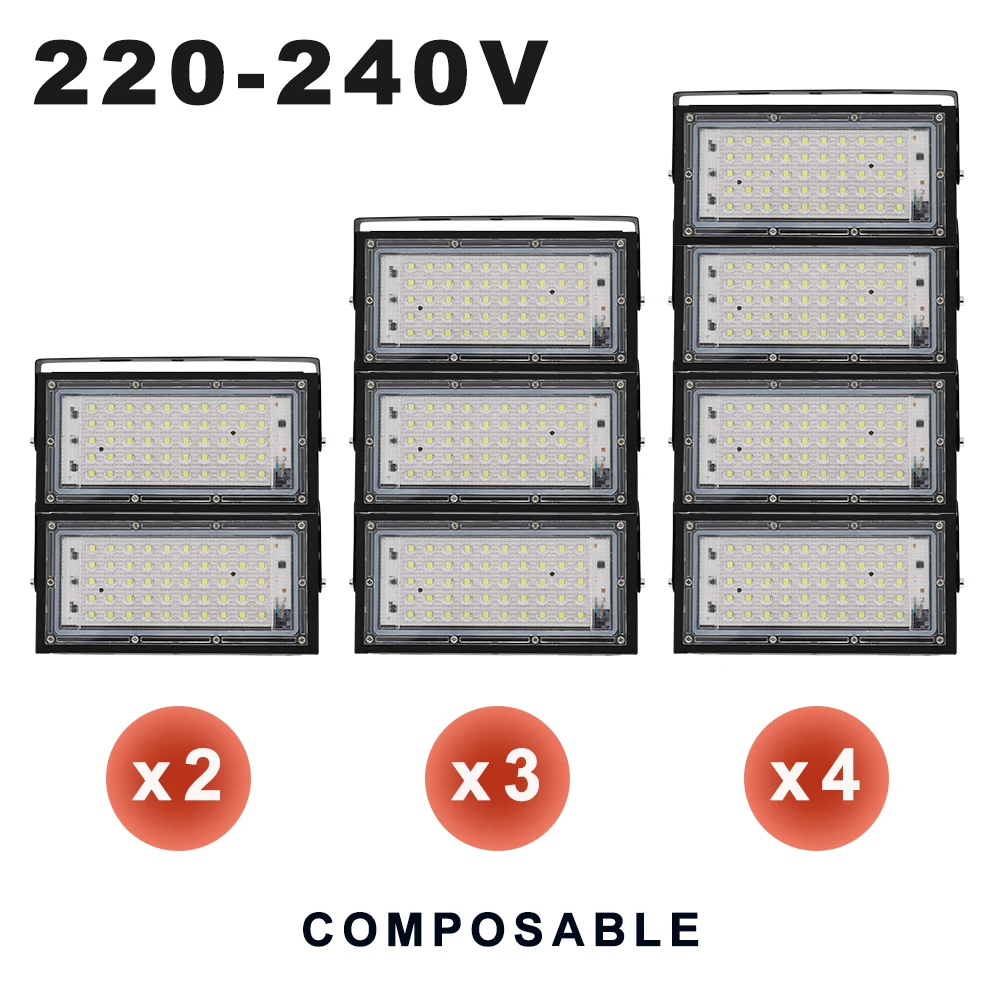 Фото 220-240V 50W LED Floodlight Spot Light Ip65 Waterproof LED Spotlight Exterior Wall Lights Garden Lamp Outdoor Flood Light White №3
