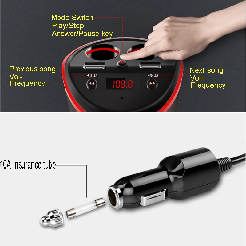 JINSERTA 6 в 1 громкой связи Bluetooth гарнитура для Беспроводной FM передатчик модулятор