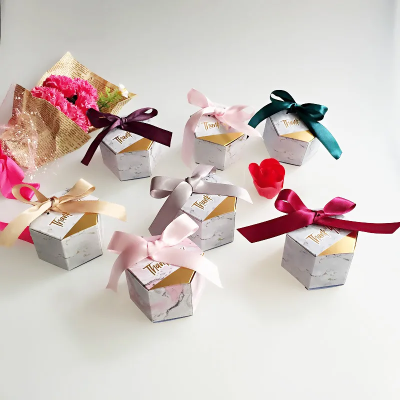 Новинка разноцветная мраморная Стильная коробка для конфет Свадебные сувениры и