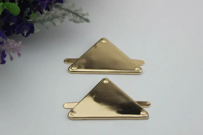 6pcs/lot Pale golden metal plate triangle brand bag decoration accessories hardware buttons female | Багаж и сумки