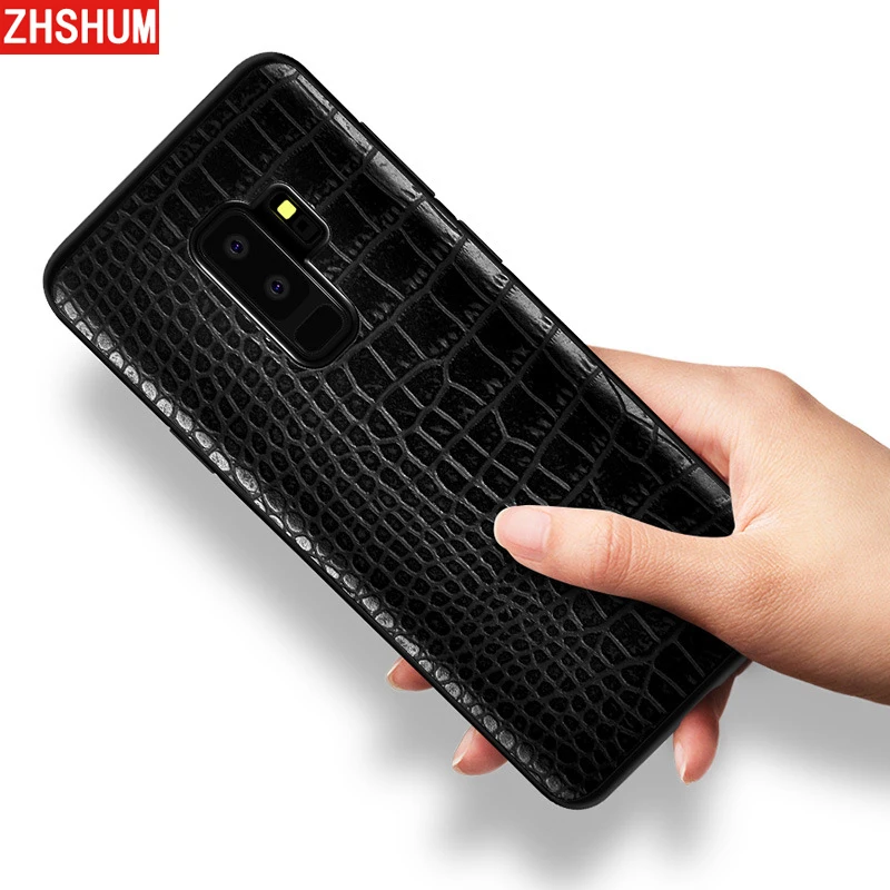 Роскошный чехол из искусственной кожи для Samsung Galaxy S9 Plus S10 с крокодиловым узором