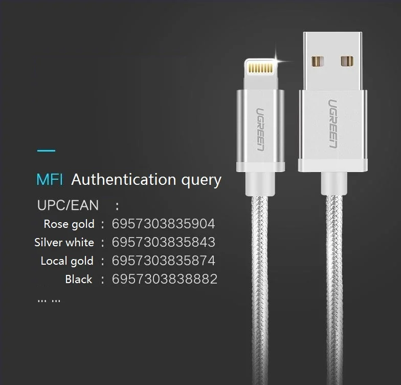 Ugreen MFi, кабель USB для быстрой зарядки iP данных зарядный usb-шнур