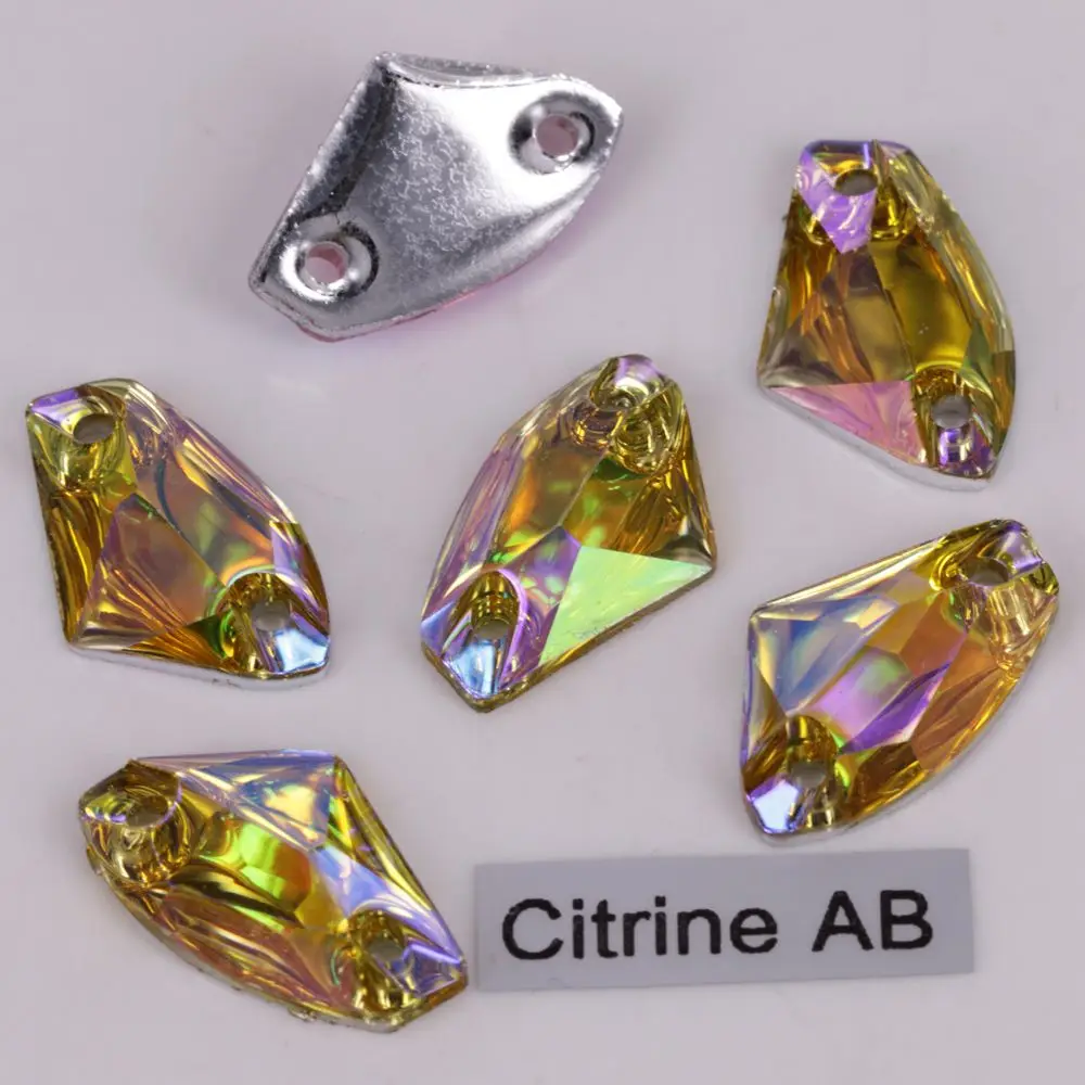 Citrine AB 100 шт/партия, хорошее качество 8,5x14 мм, 11,5x19 мм цвета AB прорезиненный плоский Галактический AX пришивные стразы - Цвет: Citrine AB