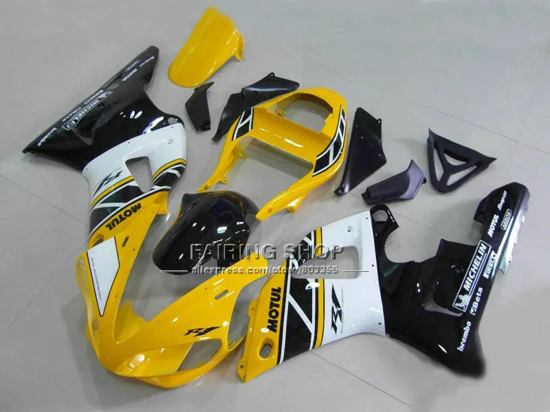 Желтый глянцевый черный Кузов для YAMAHA Обтекатели YZFR1 2000 2001 yzf 1000 YZF R1 00 01 ABS