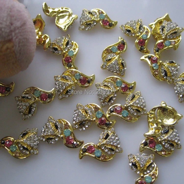 MD-562 10pcs Fancy Rhinestone Gold Fox Deco Metal Charms Nail Art | Красота и здоровье