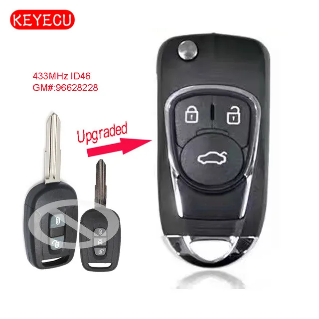 Keyecu обновленная флип магнитола с 2 / 3 кнопками 433 МГц и чипом ID46 для Chevrolet Captiva 2006 2007