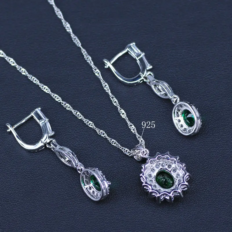 Austrian Crystal Jewelry Sets Silver Color Geometric Pendant Necklace And Earring Rings Bridal Wedding Set Present | Украшения и