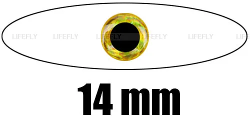 

14 мм 3D золото/оптовая продажа 400 мягкая формованная 3D искусственная кожа, вязание мушек, джиг, изготовление приманки