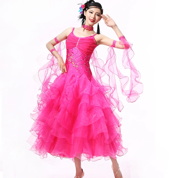 

New Arrival Modern Dance Dress Performance Dress National Standard Dance Suit Match Dress Waltz Dancing Uniform 10 Colors B-6196