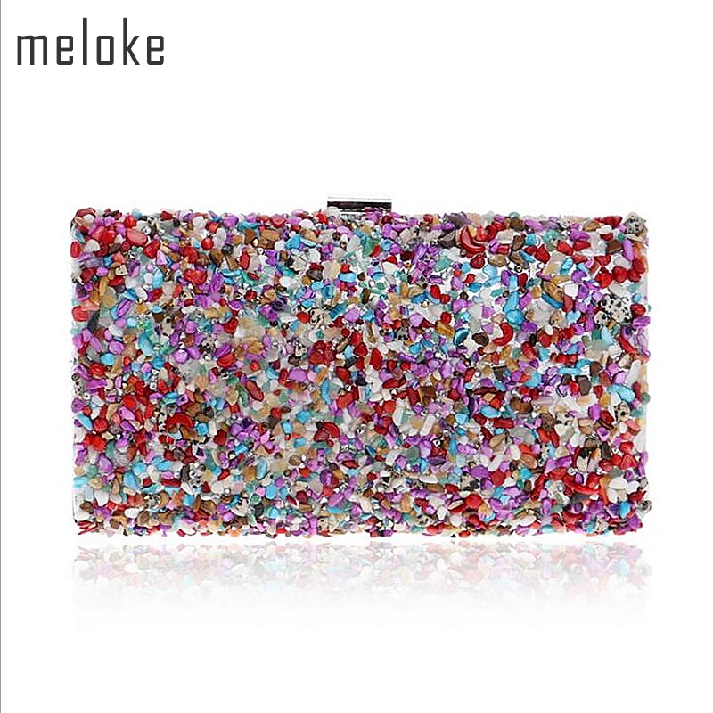 2020 высокого качества женские разноцветные каменные бусины вечерние сумки
