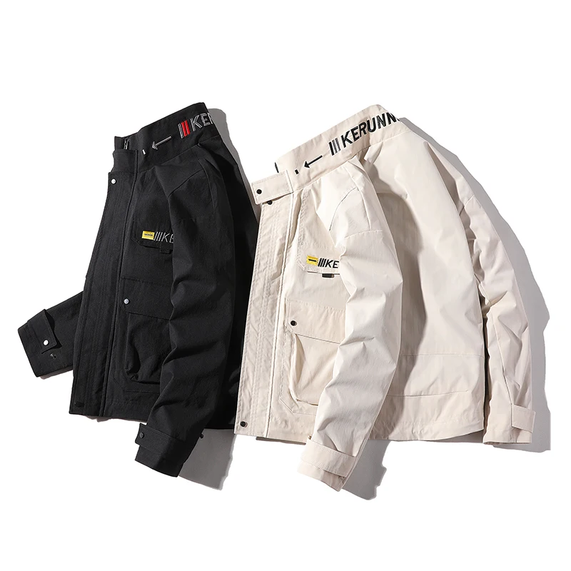 

2019 New Fashion Jacket Coat Man cotton Turn-down Collar More Pockets Mens Jackets and Coats Casual Outerwear Windbreaker Male