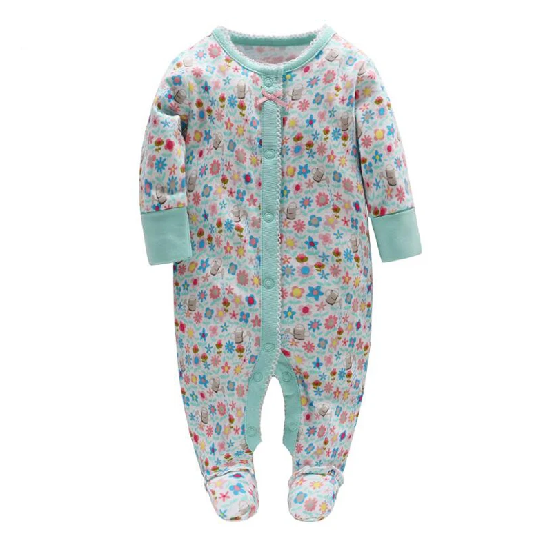 

0-3 months baby girl clothes cuff glove newborn clothes lace baby footies gift For new born print baby Onesie infantil menino