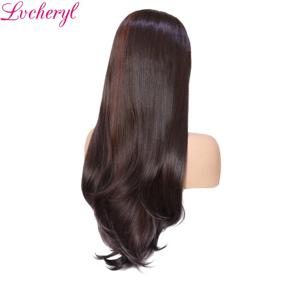 Накладки на волосы Lvcheryl черные синтетические прямые термостойкие|part|part wigparting hair |