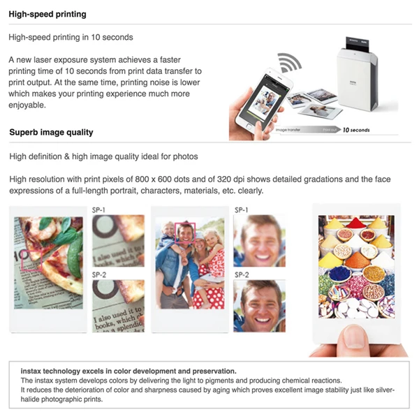 Fuji Fujifilm Instax SHARE принтер SP 2 Золото Серебро Для iPhone IOS Android и смартфонов|Плёночные