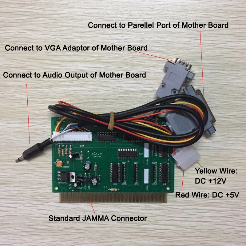 Плата преобразователя ПК в jamma для аркадной компьютерной игровой клавиатуры
