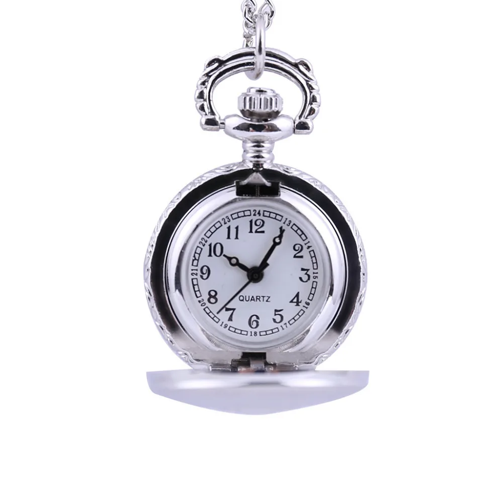 Гладкий черный/серебристый чехол кварцевые карманные часы Полный Охотник