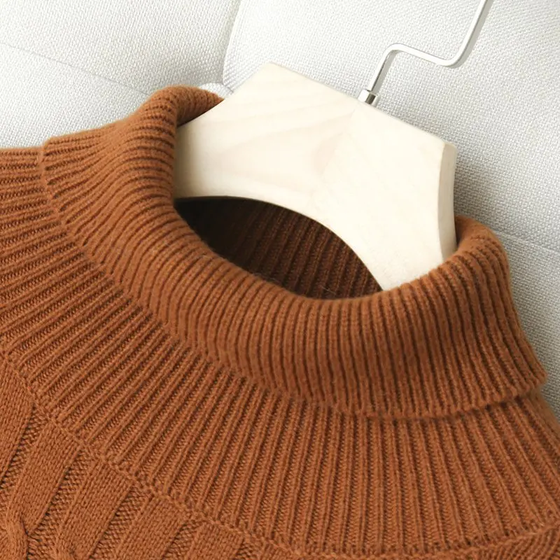 Для женщин повторяющийся кабель вязать Pattren рваные Ribbed Turtleneck толстый свитер