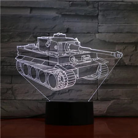 

Cool Tanks 3D Night Light Touch Switch 7 Color Changing LED Table Lamp Visual USB Night Light Home Decor For Kids Gift Drop Ship