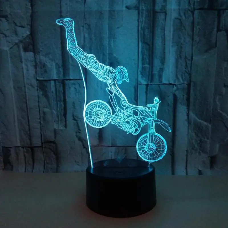 Новый мотоцикл 3d красочная сенсорная настольная лампа Ночная Usb цветная