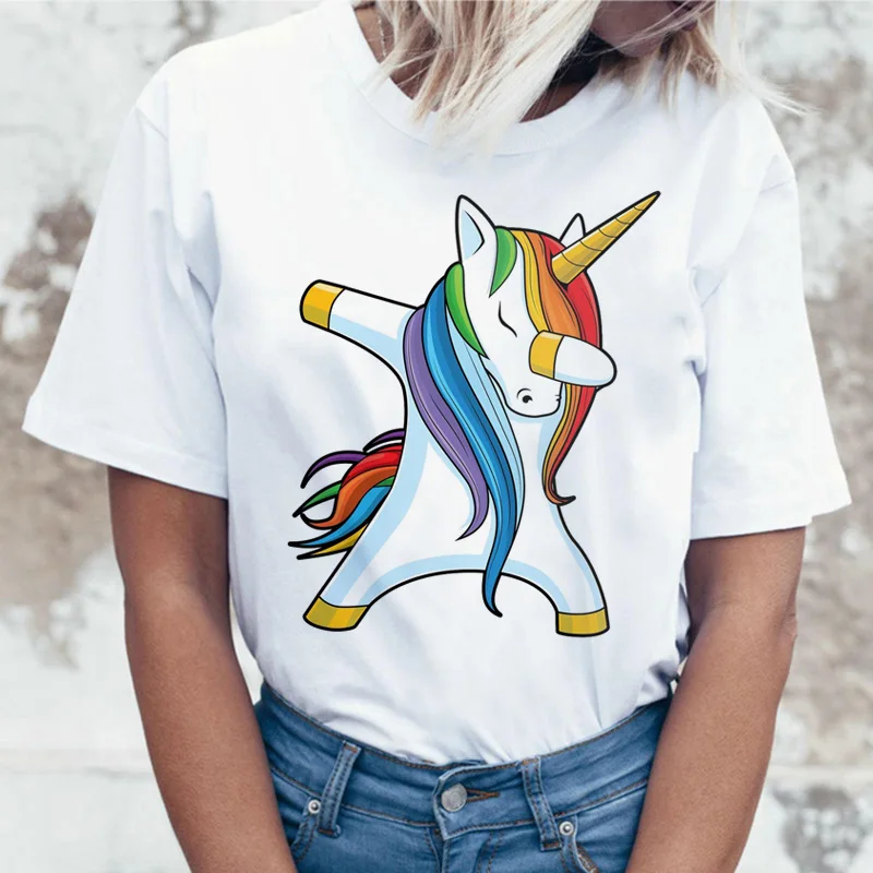 

Unicorn Kawaii t shirt Unicornio women top tee shirts female ulzzang harajuku korean style 90s Graphic Hip Hop Short Sleeve