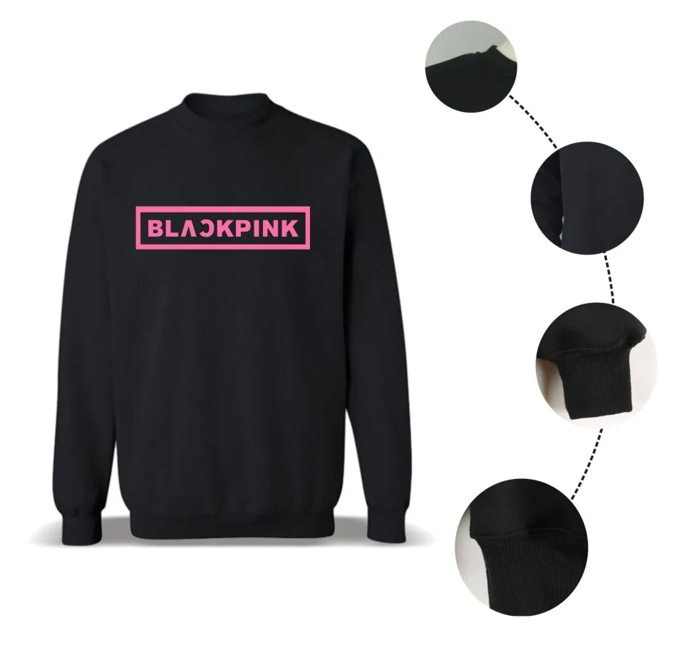 Корейский KPOP девушка группа Blackpink толстовки кофты Женская обувь черного, розового цвета с капюшоном Толстовка Camisas Feminina KPOP одежда с принтом Blackpink