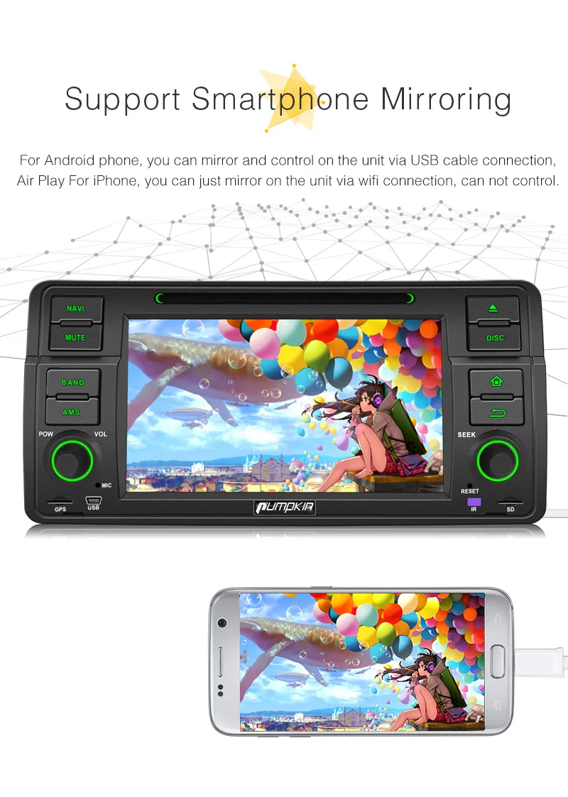 Pumpkin 2 Din 7 ''Android 8 0 автомобильный стерео тачскрин dvd плеер Восьмиядерный GPS