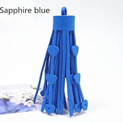 Sapphire blue 4 шт. винтажный искусственная кожа любовь форма ювелирные изделия с кистями самодельный брелок сумка Подвеска декоративные аксессуары ремесла кисточки отделка - Цвет: Sapphire blue