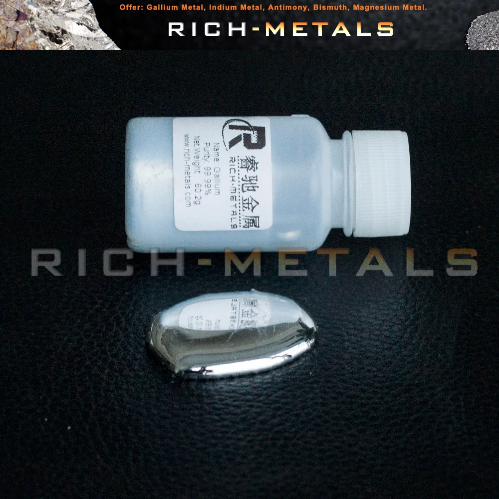 60 Grams Gallium Metal 99.99% Pure