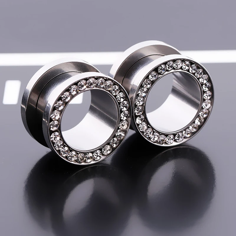 2 шт./лот туннель для ушей с кристаллами заглушки комплект растяжки ювелирных