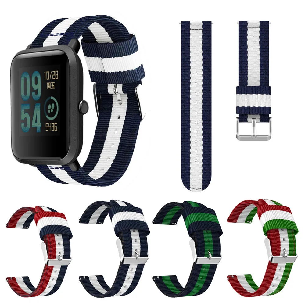 Нейлон холст ремешок для Xiaomi huami Amazfit Bip бит темп Lite Молодежные часы группа Garmin Vivoactive 3 645 браслет