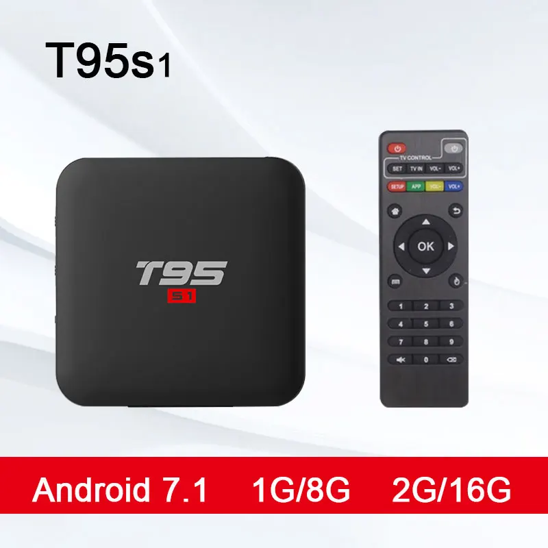 Smart Android 7 1 TV Box 2 Гб 16 H.264 HD медиаплеер T95 S1 4G Wifi беспроводной Amlogic S905W четырехъядерный