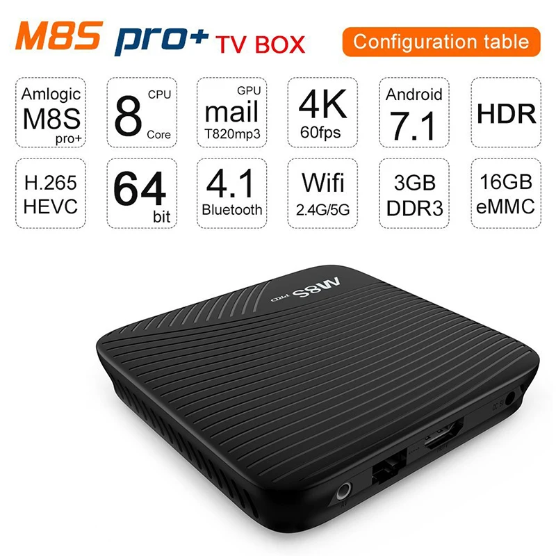 M8S PRO L 4 К ТВ Android 7 1 Smart коробка 3 ГБ 32 Amlogic S912 Cortex A53 Процессор Bluetooth Box потокового KD ip