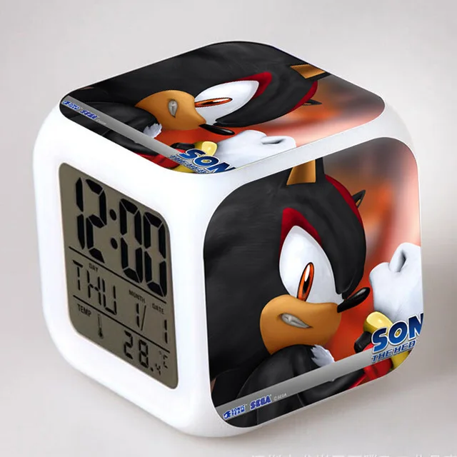 Прозрачный Sonic the Hedgehog светодиодный Будильник хвосты Miles Prower часы reloj despertador цифровые часы Dr. Robotnik horloge digitale Saat - Цвет: Прозрачный