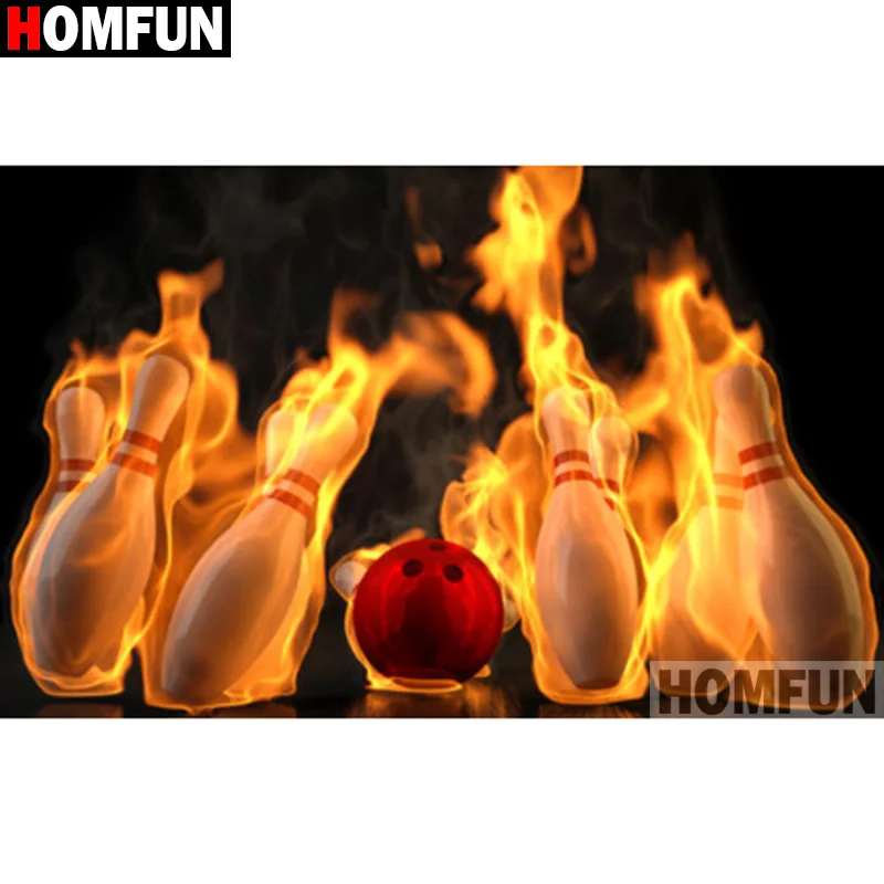 Алмазная 5D картина HOMFUN Огонь в боулинге вышивка крестиком из квадратных/круглых