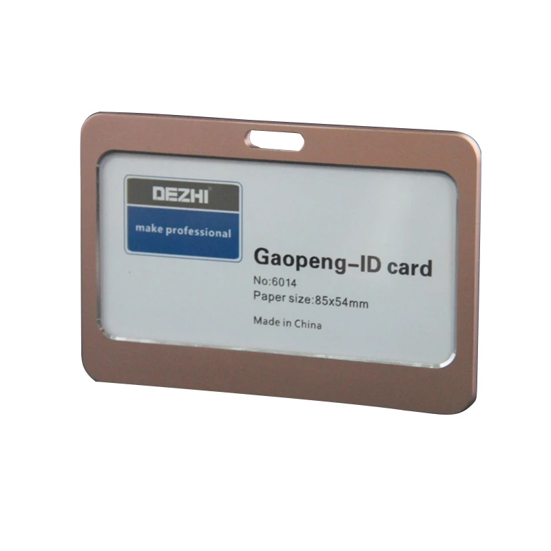 H rose gold no rope Genuine DEZHI Aluminum Alloy Employee Id Card Information card Holders Customize Logo Metal Badge Holder - Цвет: H rose gold no rope
