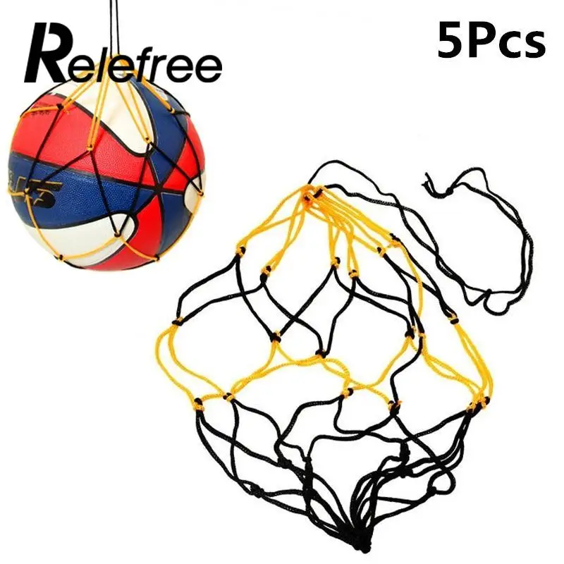 Relefree 5 шт. нейлоновая сумка-сетка для переноски мяча Сетчатая Сумка для тренировок футбола на открытом воздухе спортивная футбольная сеть портативное оборудование