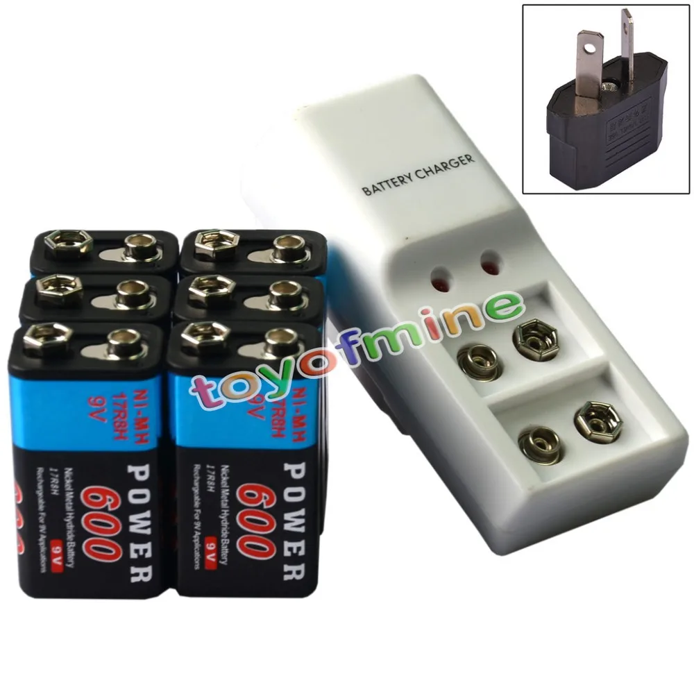 6x9V Power Black 600mAh ni mh аккумуляторная батарея + двойное зарядное