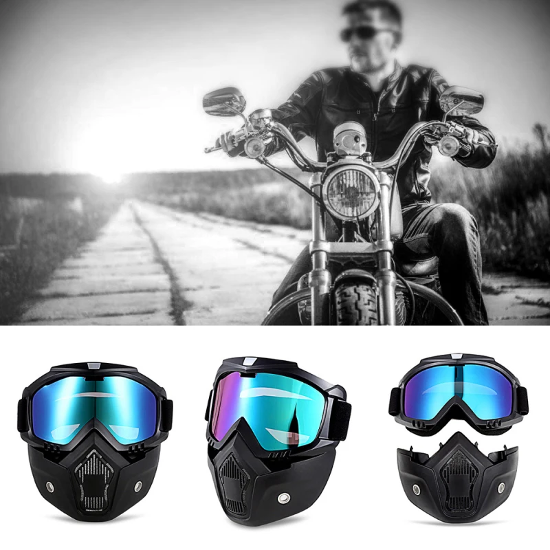 

Modular Mask Detachable Goggles And Mouth Filter Face Motorcycle Half Helmet MV6