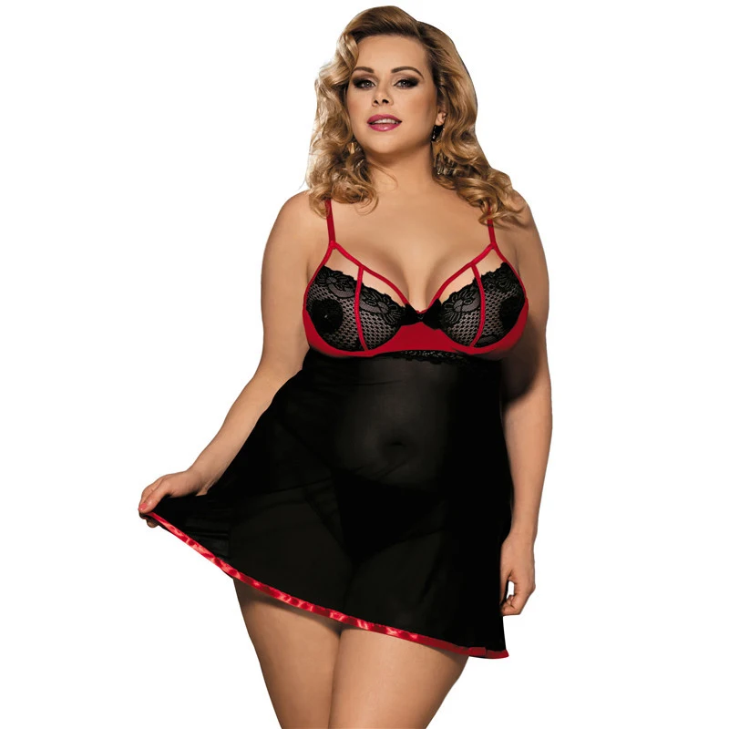 Women Sexy Lingerie femme Lace V-neck New Off Shoulder Plus Size Women Sleepwear Nightgowns Night Dress Ladies Nighty Dress