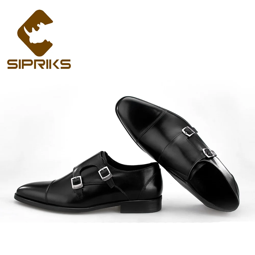 Мужские классические деловые туфли Sipriks из натуральной кожи темно-синего цвета с