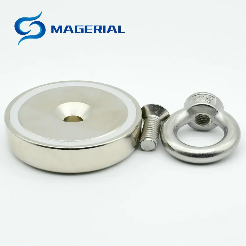 Тяговый подъемный магнит диаметр 75 мм 160 кг горшок с кольцом сверхпрочный