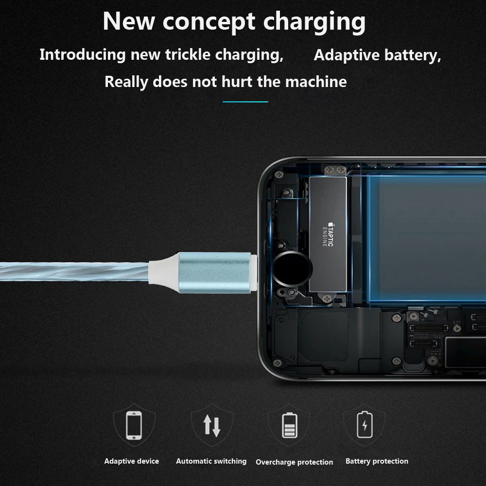 Светодиодный свет потока данных USB Зарядное устройство C Тип/Micro USB/8-контактный