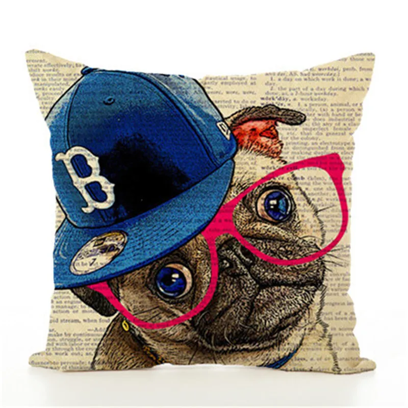 Задняя наволочка с собакой очками мультяшным принтом Декоративные Чехлы для