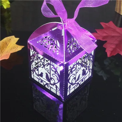 pearly purple 50 шт. в форме птицы полые рамки Конфеты Подарочная коробка Романтическая свадьба как для украшения детского душа вечерние украшения 5ZT02 - Цвет: pearly purple