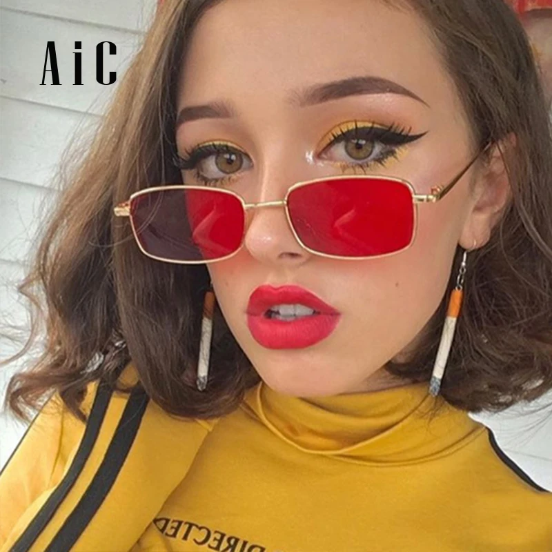 Новые прямоугольные солнцезащитные очки ретро желтые красные для мужчин и