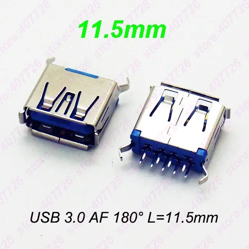 USB 3.0 AF L 11.5MM 10 шт. разъем USB 3,0 гнездо 180 градусов изогнутые ножки AF типа для компьютера, ноутбука, ноутбука L = 11,5 мм, 13 мм, 13,7 мм, 15 мм - Цвет: USB 3.0 AF L 11.5MM