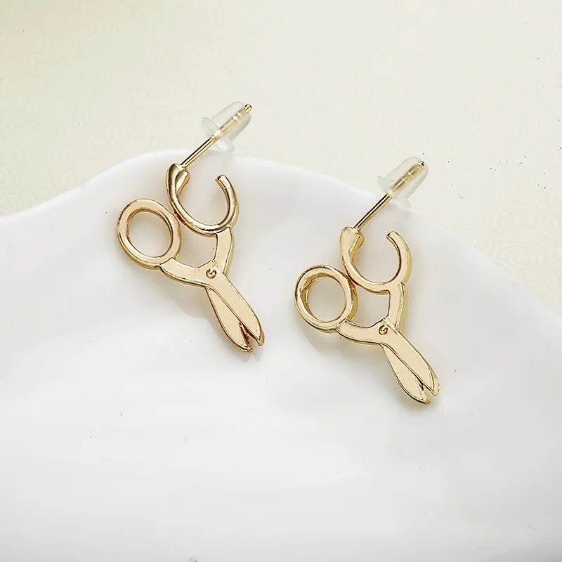 Новые модные дизайнерские серьги в стиле панк простые маленькие ножницы для